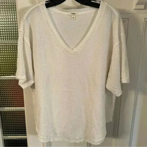 Dylan by True Grit White Waffle Short Sleeve Women T Shirts Size L